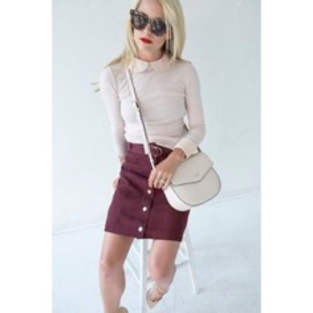 ♠️🆕 kate spade KSNY ♤ Suede A-line Skirt ♤ Wine - Picture 2 of 8